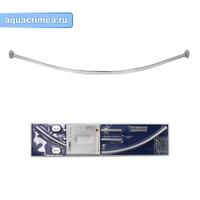 Карниз в ванную угловой 1600мм, закруглённый, хромированный, из алюминия, овальная труба